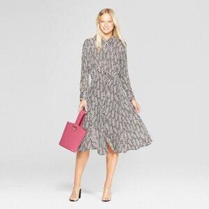 Target Print Convertible Sleeve Midi Shirt Dress in Black/White - sz XL
